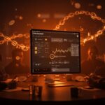 Interfaz digital futurista de Polymarket representando apuestas en alto el fuego EE.UU.-Irán y el debate sobre insider trading en fintech descentralizado.