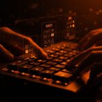 Configuración de teclado en macOS mostrando layouts ANSI, ISO y JIS con iluminación naranja y negra, simbolizando hardware y software en startups.