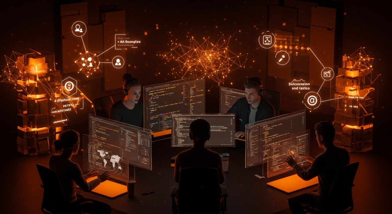 Founders tech colaborando con lenguajes de programación Python, TypeScript, SQL, Go y Rust para startups en 2026, destacando recursos de aprendizaje y autonomía técnica.