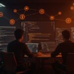 Fundadores de startups trabajando con Python async y concurrencia determinista para automatización y backend resiliente en tecnología.