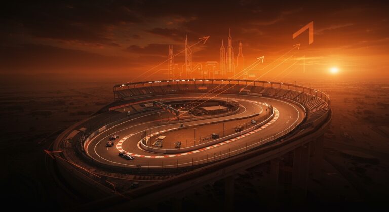 Circuito Qiddiya Speed Park de Formula 1 con curva a 70 metros, destacando innovación y ambiciosos proyectos en Arabia Saudí para 2028.