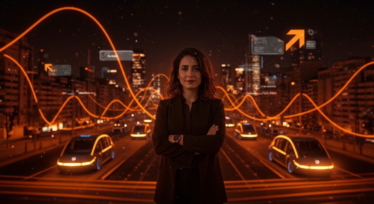 Raquel Urtasun y robotaxis autónomos en Madrid ilustrando movilidad autónoma e innovación deep tech en España.