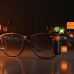 Ray-Ban Meta Blayzer gafas inteligentes con IA para seguimiento nutricional y resúmenes de mensajes en un estilo editorial tecnológico.