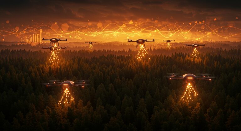 Drones y biotecnología en la reforestación de bosques en LATAM impulsados por IA y semillas activadas de la startup Re-Forest Latam.