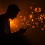 Fundador tech desconectándose de redes sociales, representando bienestar digital, gestión emocional y privacidad en la vida digital.
