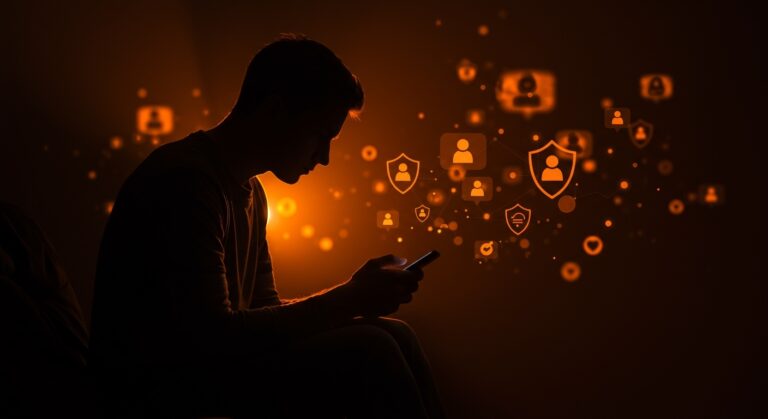 Fundador tech desconectándose de redes sociales, representando bienestar digital, gestión emocional y privacidad en la vida digital.