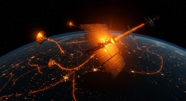 Espejos satelitales Reflect Orbital reflejando luz solar para energía limpia nocturna, tecnología innovadora y sostenible en espacio orbital.