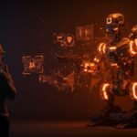 Ingeniero renunciando al desarrollo de robots armados ilustrando la ética en robótica y emprendimiento en startups.