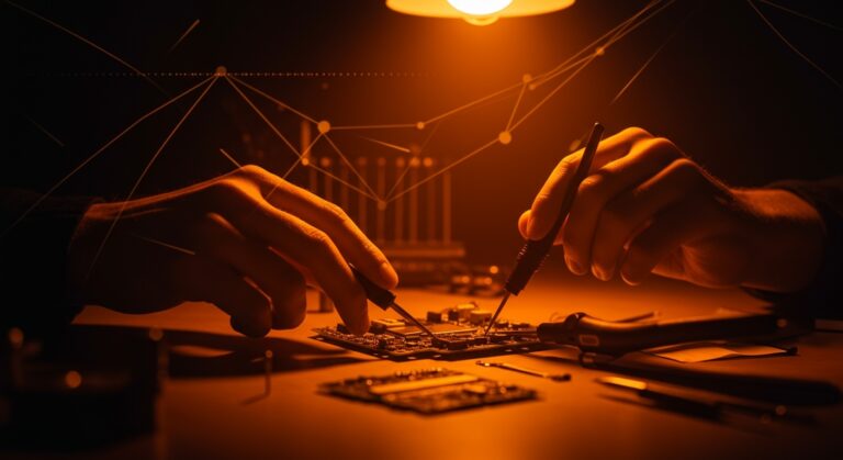 Reparación electrónica detallada en casa bajo la nueva ley europea, promoviendo el derecho a reparar y ahorro sostenible.