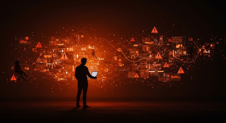 Resistencia a la IA en 2026 con envenenamiento de datos y sabotaje representado en un entorno digital corrupto para startups tecnológicas.