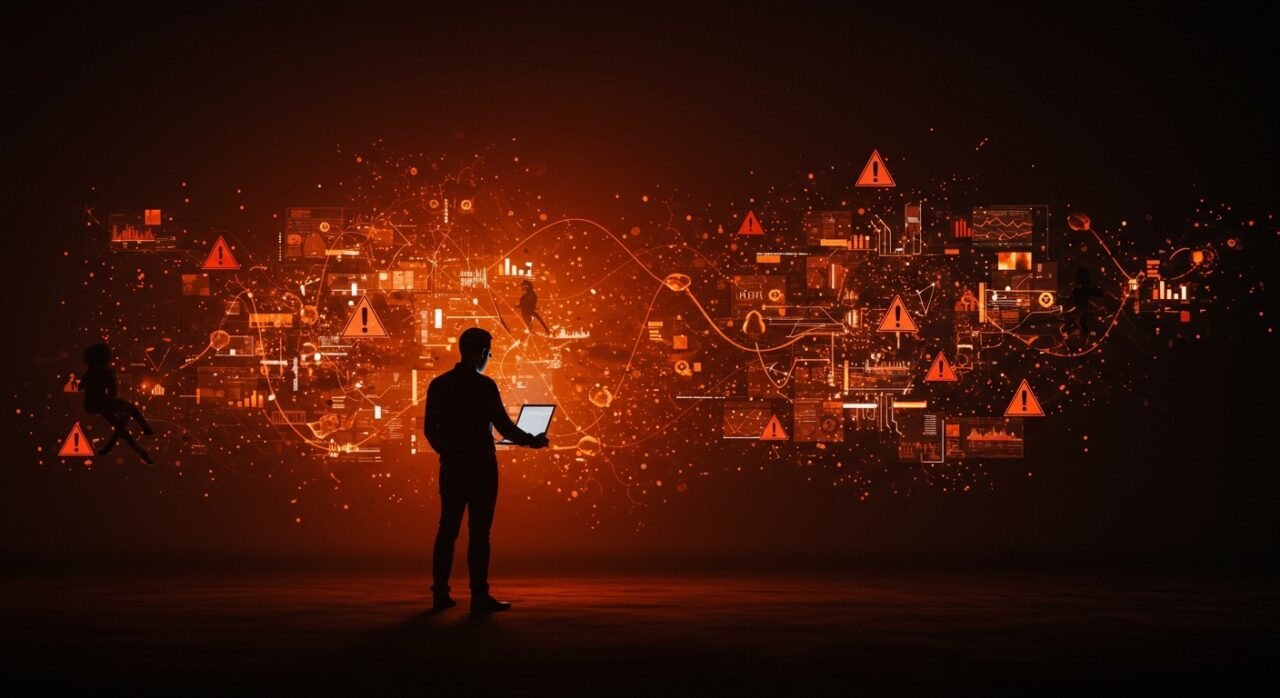 Resistencia a la IA en 2026 con envenenamiento de datos y sabotaje representado en un entorno digital corrupto para startups tecnológicas.