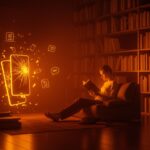 Persona en retiro literario leyendo sin móvil, simbolizando la desconexión digital y el bienestar en turismo de bienestar.