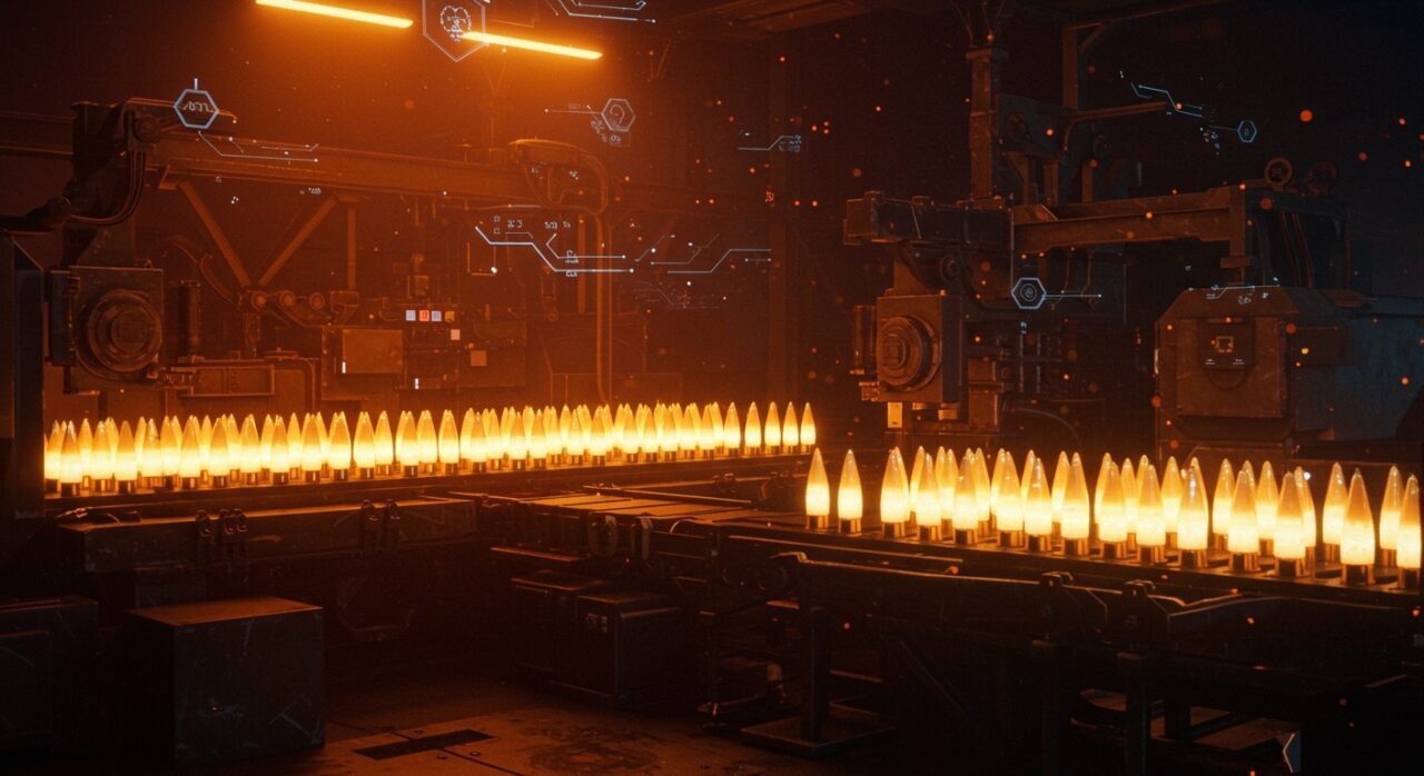 Producción avanzada de municiones por Rheinmetall liderando el rearme europeo con tecnología dual-use y startups en defensa.