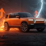 Rivian R2 eléctrico mostrando resistencia tras tornado en planta, simbolizando innovación y producción en movilidad eléctrica para startups automotrices.