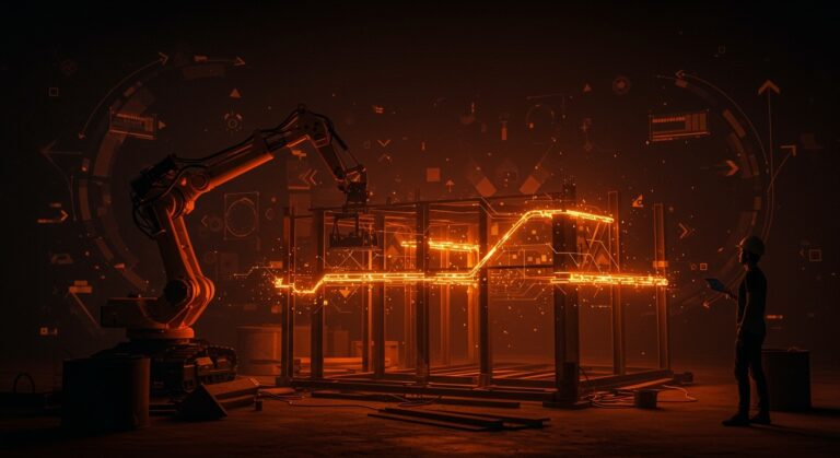 Robótica en construcción avanzada con enfoque en automatización industrial y financiación europea en el proyecto RoboCons liderado por Aldakin.