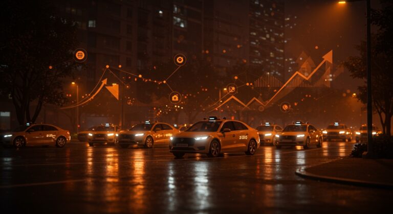 Robotaxis de Baidu detenidos en Wuhan mostrando avance en movilidad autónoma y confianza en tecnología de conducción.