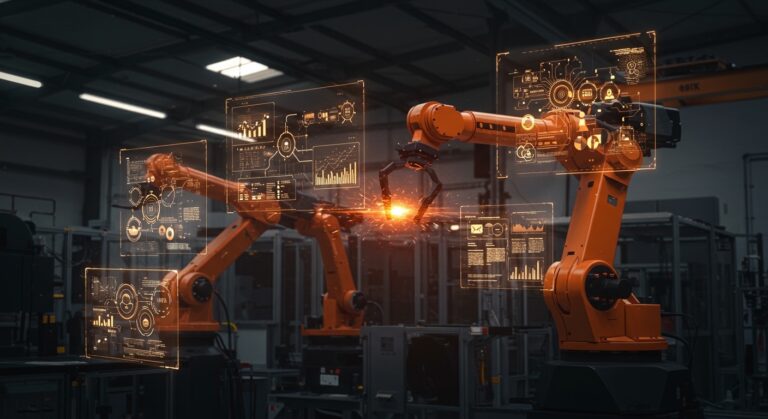 Robótica industrial automatizando procesos en España, destacando la adopción tecnológica en startups y el mercado europeo de automatización.