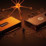 Comparativa visual de ROCm de AMD frente a CUDA de NVIDIA en el contexto de infraestructura de inteligencia artificial y software open source.