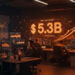 Startup de IA Runway valorada en 5.3B dólares con tecnología de video IA generativo, destacada en Forbes IA 50, mostrando colaboración y crecimiento en un espacio moderno.