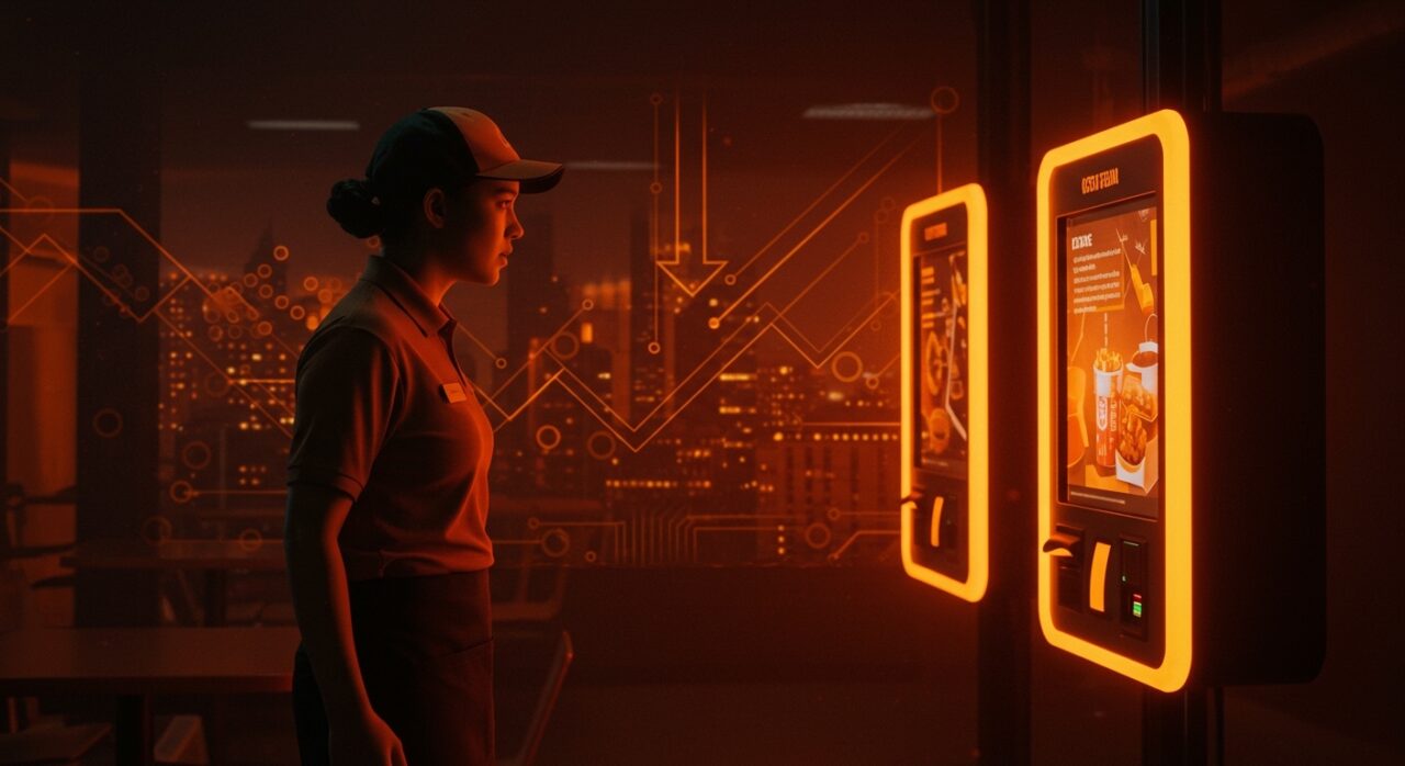 Impacto del salario mínimo en California con automatización en comida rápida y pérdida de empleos en el sector tecnológico.