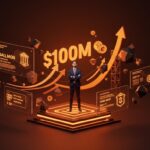 Líder fintech en LATAM frente a gráficos digitales de funding híbrido y licencias bancarias representando el financiamiento de Salmon Group.