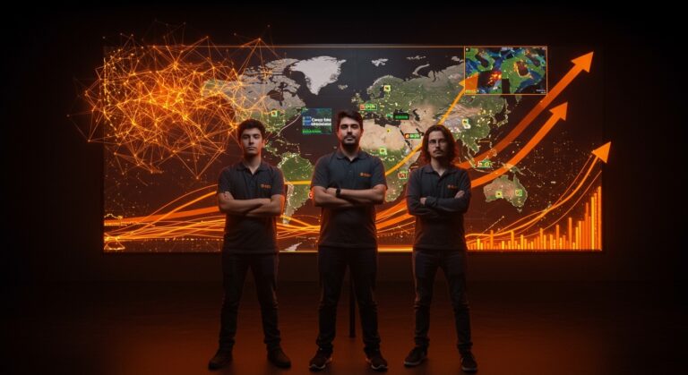 Tres jóvenes emprendedores argentinos desarrollando inteligencia artificial para detección anticipada de incendios forestales con inversión de Dalus Capital.