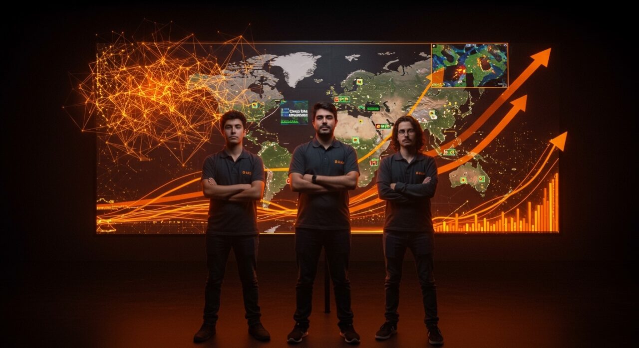 Tres jóvenes emprendedores argentinos desarrollando inteligencia artificial para detección anticipada de incendios forestales con inversión de Dalus Capital.