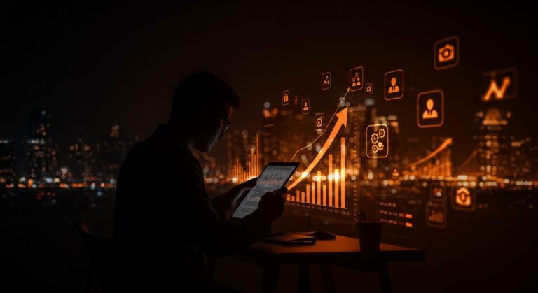 Escena de emprendedor analizando tendencias de seed funding y financiamiento startups en un entorno competitivo con metáforas visuales de capital semilla y venture capital 2025.