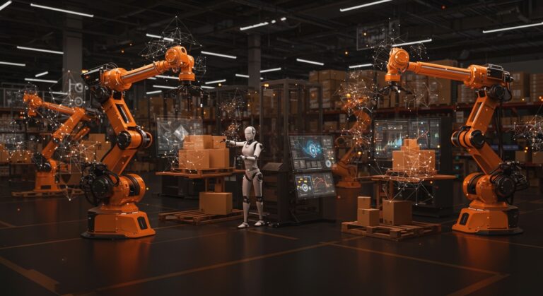 Robots humanoides y sistemas híbridos automatizados revolucionando la intralogística con inteligencia artificial en América Latina.