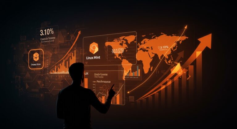 Fundador analizando crecimiento de Linux y alternativas de sistemas operativos para startups en mercado dominado por Windows 11.