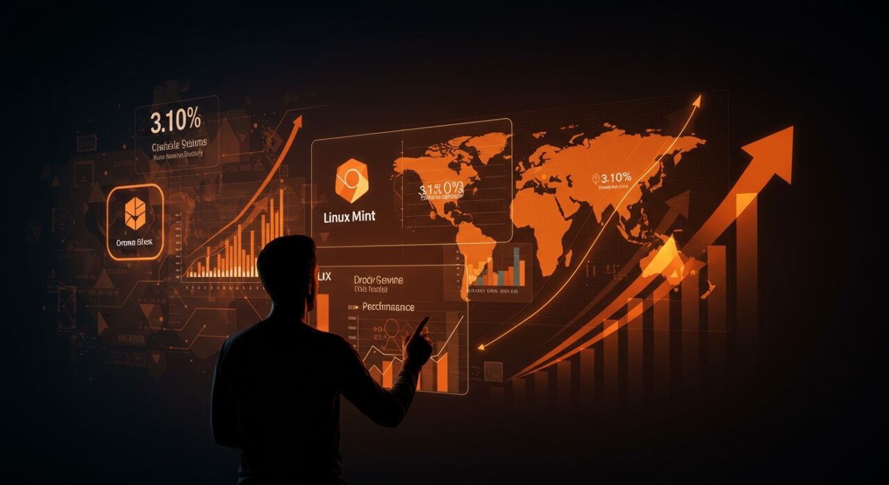 Fundador analizando crecimiento de Linux y alternativas de sistemas operativos para startups en mercado dominado por Windows 11.