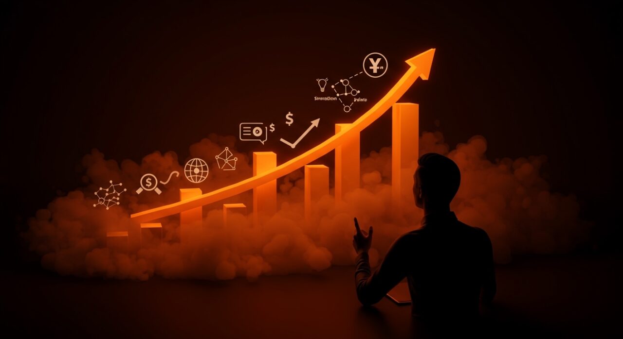 Fundador observando crecimiento digital representando el exit de fintech Skio tras levantar mínimo funding startup.