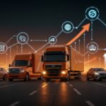 Vehículos eléctricos Ford, Toyota y Kenworth en el corredor automotriz Sonora-Arizona, representando electromovilidad y nearshoring 2026.