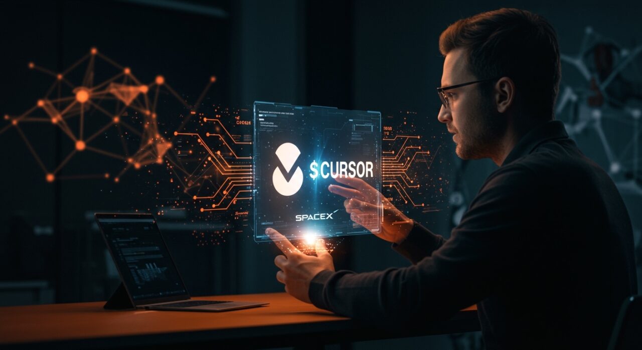 Visualización del acuerdo de adquisición entre SpaceX y Cursor, destacando implicaciones para desarrolladores y el ecosistema de startups de IA en 2026.