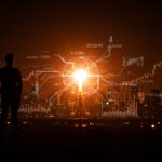 Visualización editorial de IPO de SpaceX con un fundador tecnológico y elementos que simbolizan financiamiento tech y startups LATAM.