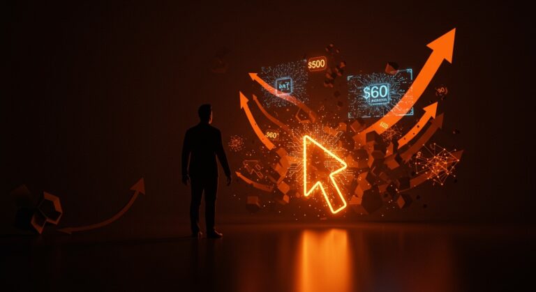 SpaceX adquiere Cursor por 60 mil millones de dólares, simbolizado por un cursor digital y redes neuronales en tonos naranja y negro.