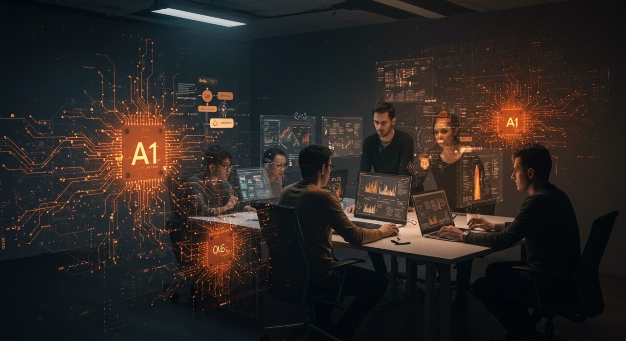 Equipo de desarrolladores usando spec-driven development y agentes autónomos de IA para automatizar software en AWS.