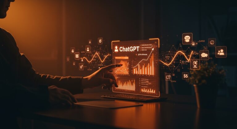 Publicidad programática de StackAdapt en ChatGPT a $15 CPM, ilustrando marketing conversacional con IA y startups accediendo a nuevos canales digitales.