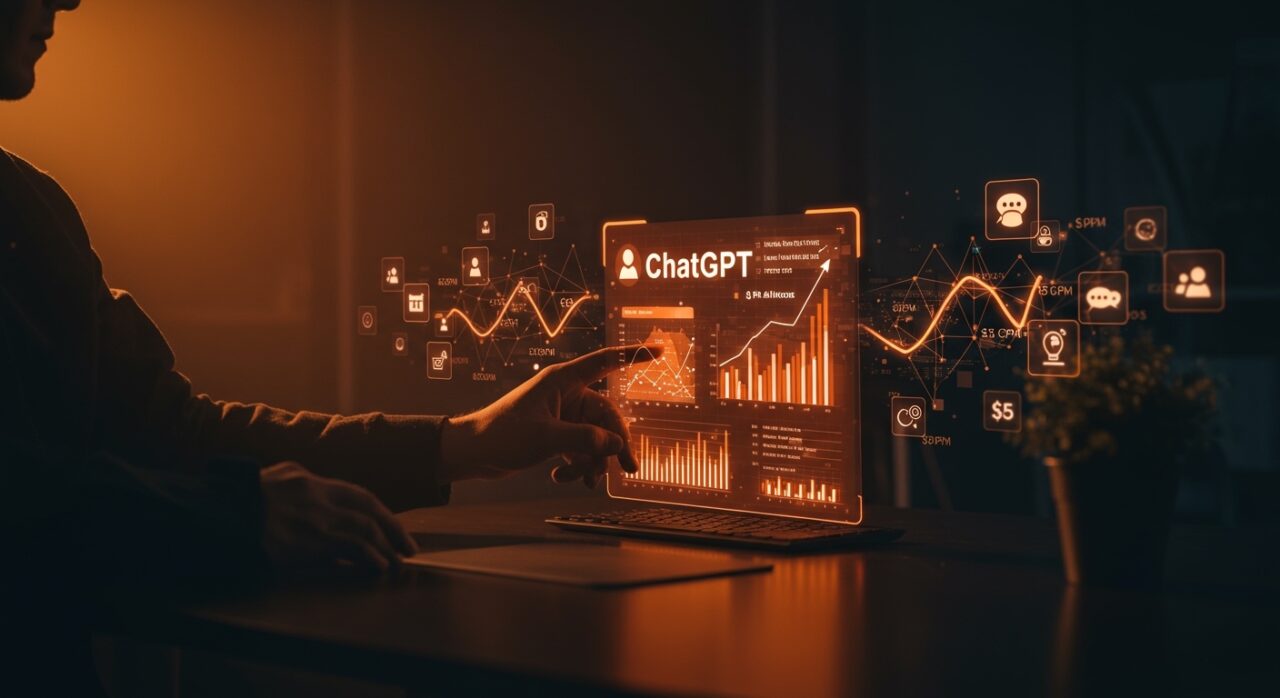 Publicidad programática de StackAdapt en ChatGPT a $15 CPM, ilustrando marketing conversacional con IA y startups accediendo a nuevos canales digitales.