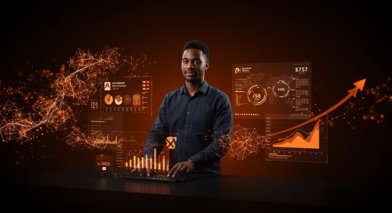 Founding Customer Success Lead frente a un panel digital con IA para ATS+CRM, destacando liderazgo en startup YC Stardex y soluciones SaaS de recruiting.