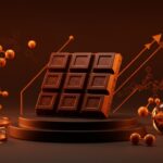 Barra de chocolate cultivada en laboratorio destacada en entorno de biotecnología y foodtech, innovaciones para startups hispanas.