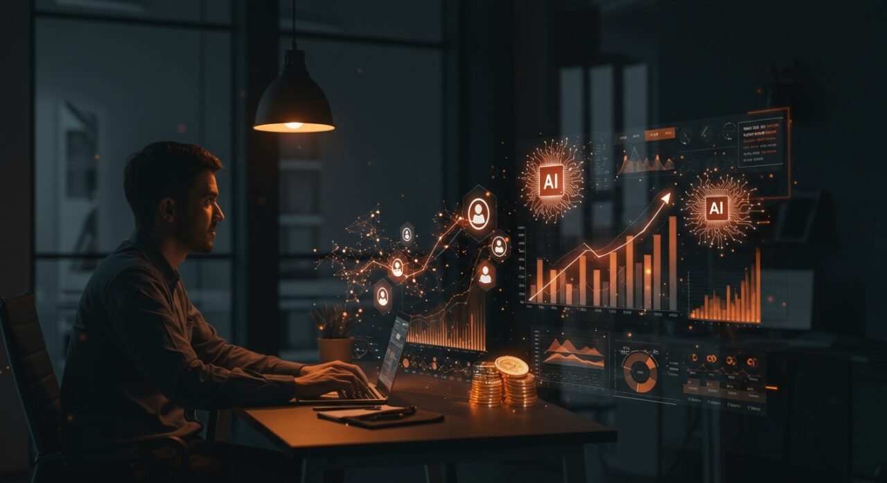 Visual de startup aumentando inversión en inteligencia artificial superando gastos en nómina, mostrando automatización y crecimiento tecnológico en el ecosistema empresarial.