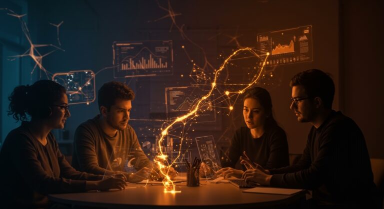 Imagen editorial de startups latinoamericanas en sectores clave como inteligencia artificial, fintech y energía sostenible, reflejando inversión y crecimiento tecnológico.