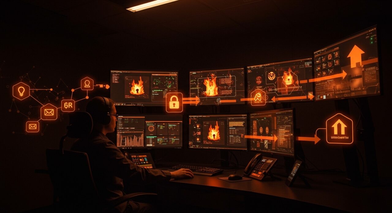 Seguridad en cadena de suministro software con bloqueo de paquetes maliciosos y flujos seguros de upload queues en contexto de supply chain attack.