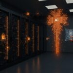 Plataforma SUSE AI Factory para IA empresarial soberana on-premise con cumplimiento EU AI Act y tecnología NVIDIA, en una sala de servidores moderna.