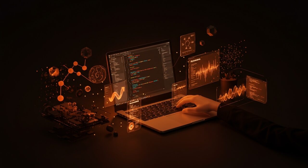 Desarrollador trabajando con la UI library Sycamore en Rust, ilustrando reactividad avanzada y WebAssembly en frontend para startups tecnológicas.