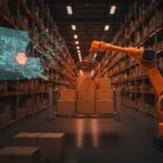 Automatización logística con robótica e inteligencia artificial en un centro de distribución, destacando la inversión de Symbotic y AWG en tecnología para startups tech en LATAM.