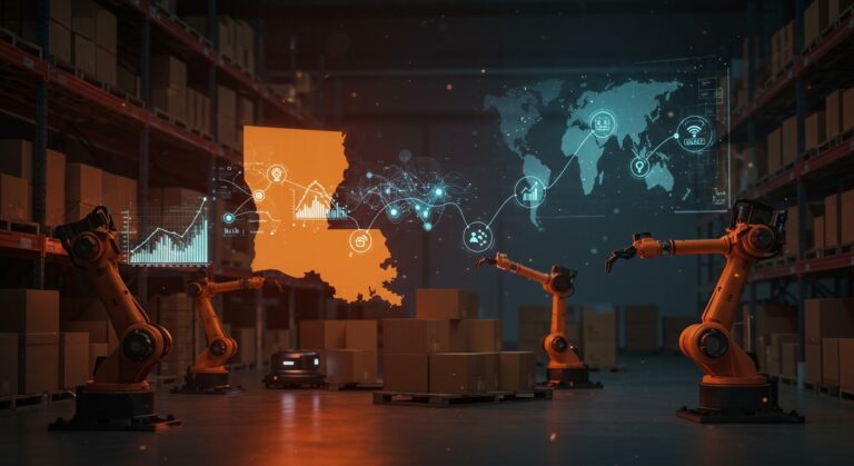 Automatización logística con robótica e inteligencia artificial en almacenes, integrado por Symbotic y AWG en Luisiana, impulsando startups tech en LATAM.