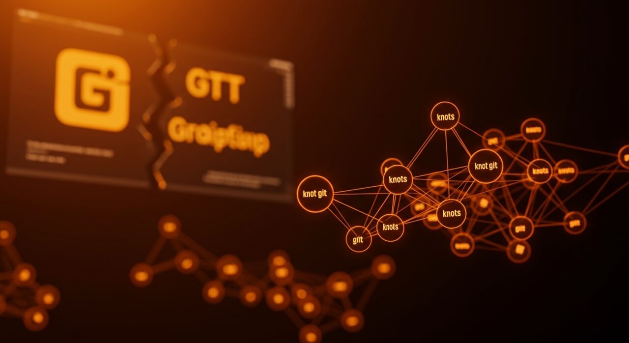 Visualización de red git federada descentralizada con nodos interconectados representando la federación git contra el monopolio de GitHub en ecosistema startup.