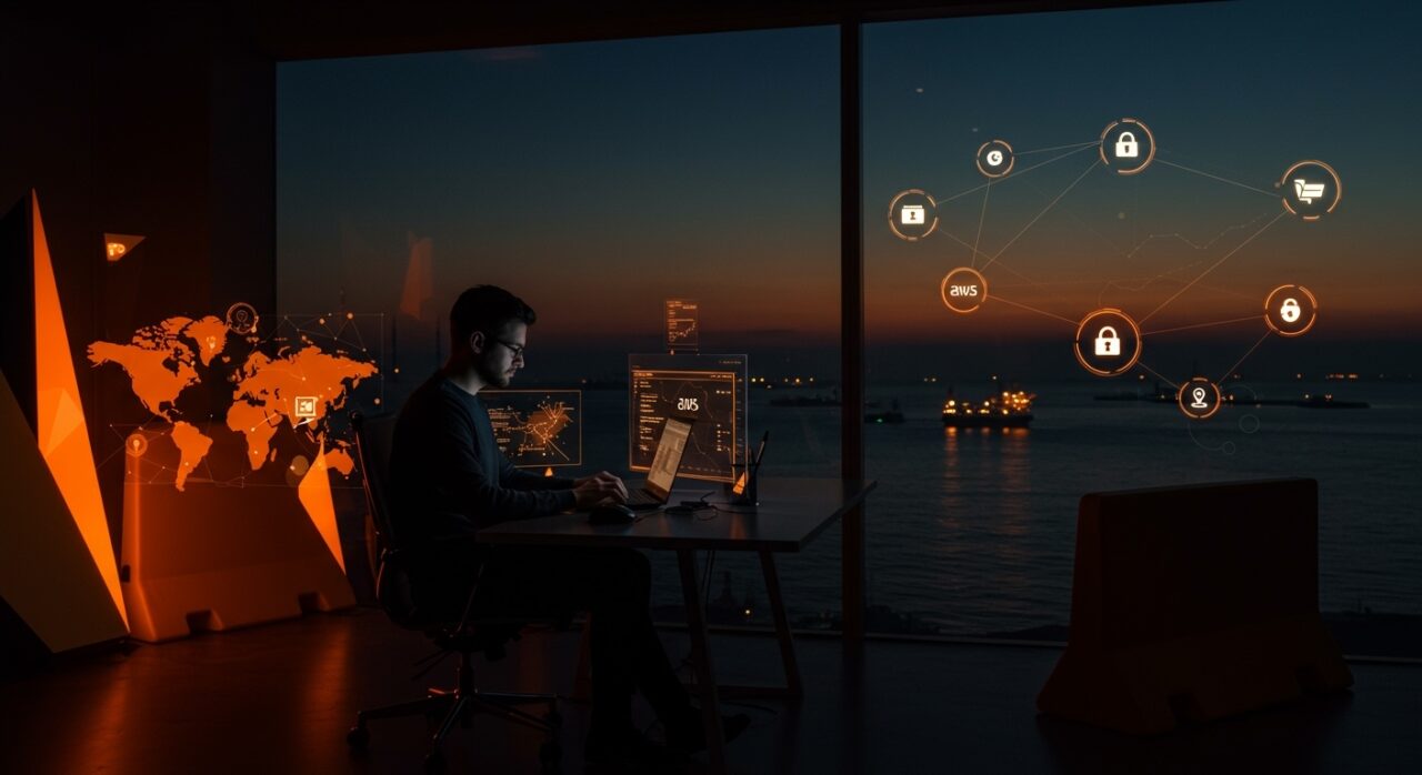 Teletrabajo en el Golfo Pérsico para protección ante ataques iraníes, ilustrando seguridad laboral y tecnología en zonas de riesgo geopolítico.